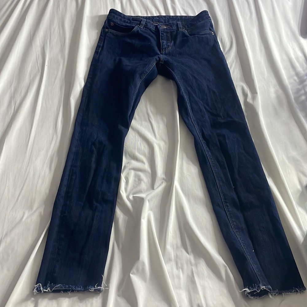 Never worn pure indigo denim Prada jeans. They are a size 25.
